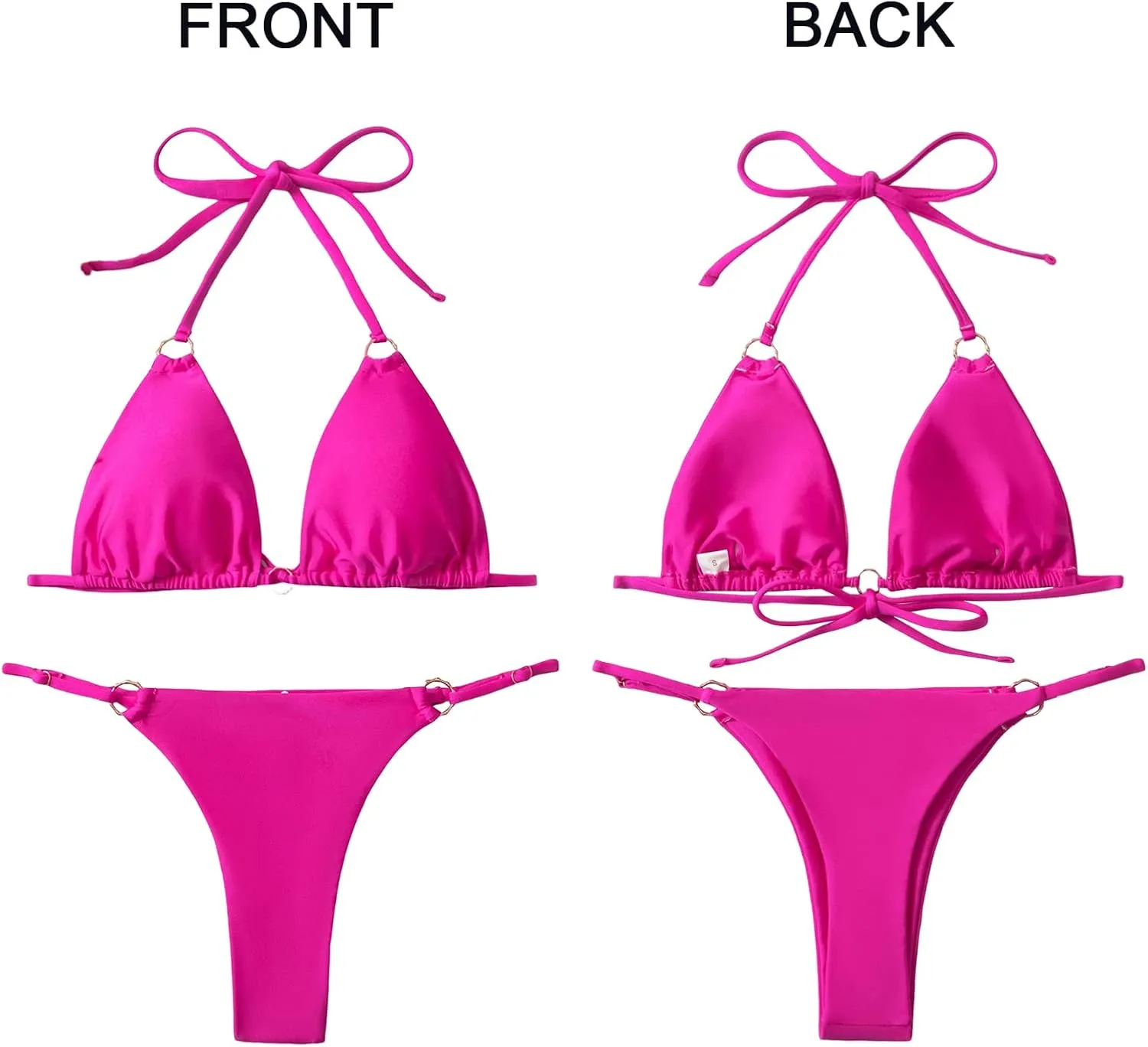 Sexy Bikinis for Women 2 Piece Bikini Spaghetti Strap Swimsuits Solid Color Bathing Swimwear Triangle Bathing Suit