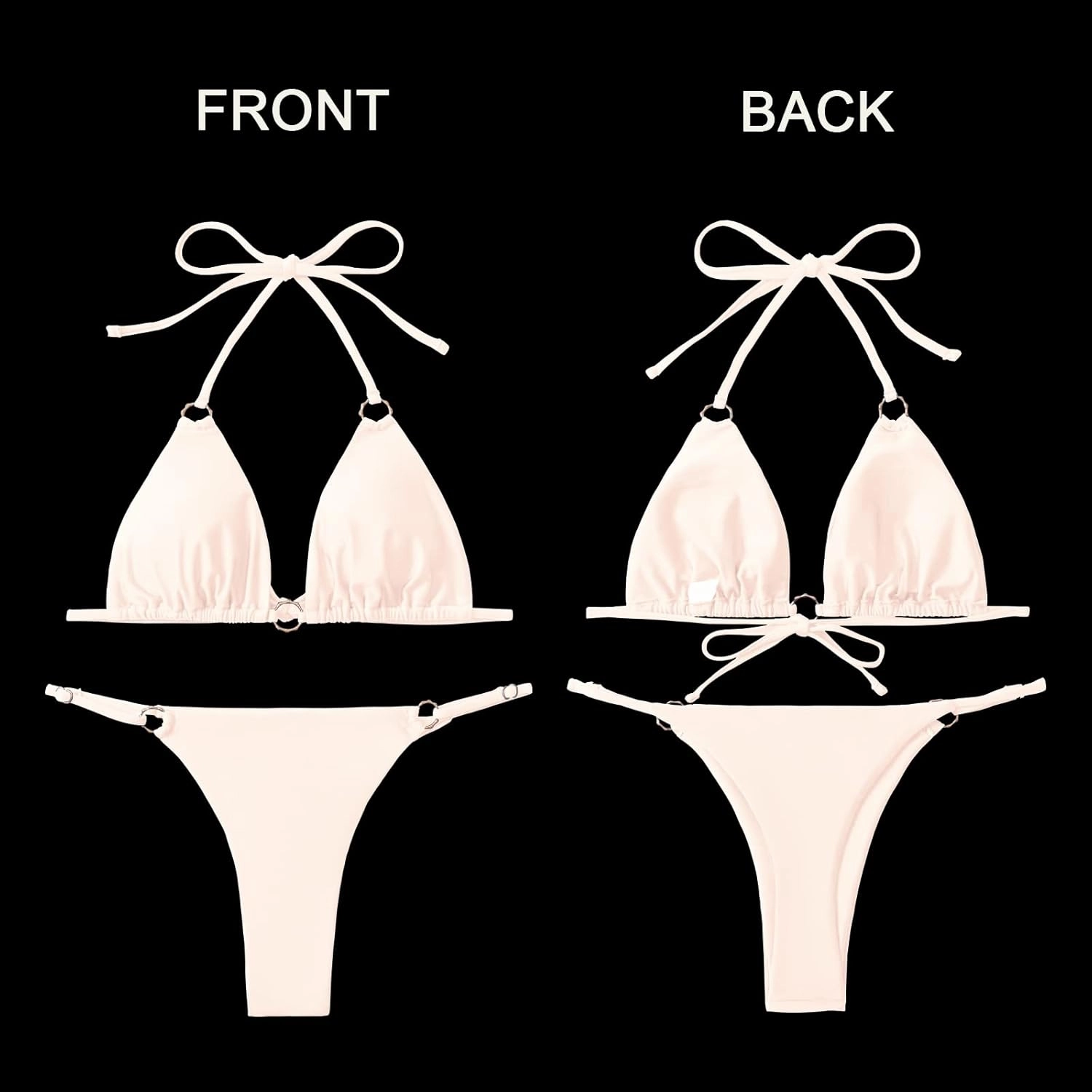Sexy Bikinis for Women 2 Piece Bikini Spaghetti Strap Swimsuits Solid Color Bathing Swimwear Triangle Bathing Suit