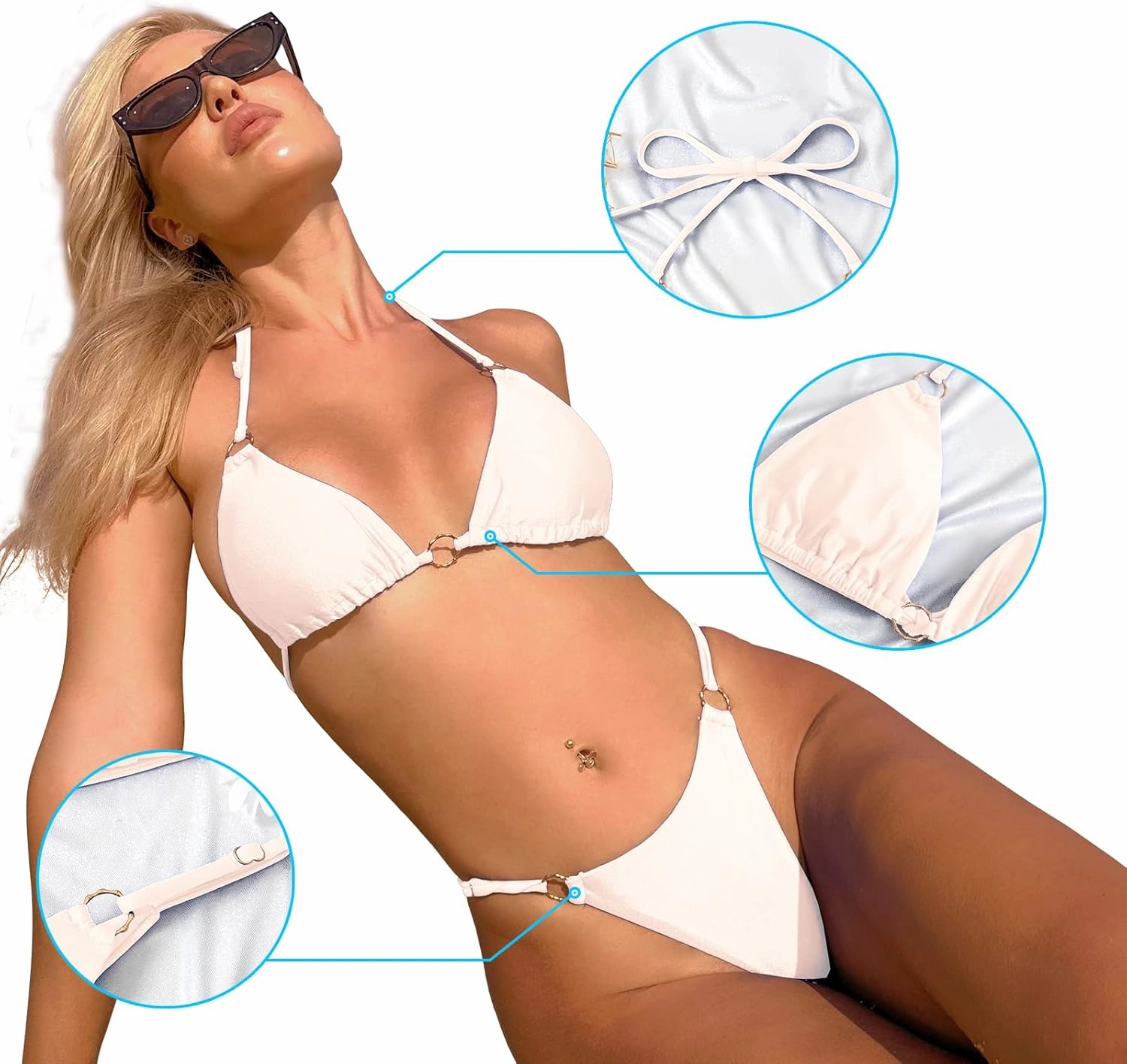 Sexy Bikinis for Women 2 Piece Bikini Spaghetti Strap Swimsuits Solid Color Bathing Swimwear Triangle Bathing Suit