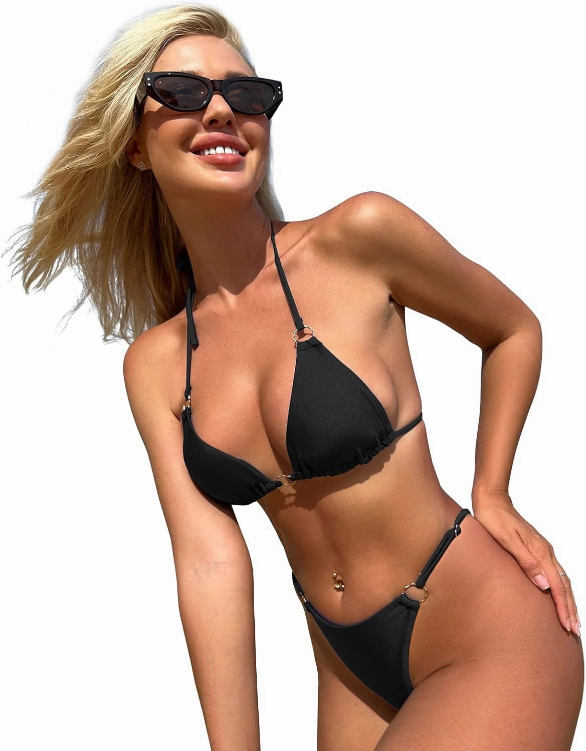 Sexy Bikinis for Women 2 Piece Bikini Spaghetti Strap Swimsuits Solid Color Bathing Swimwear Triangle Bathing Suit