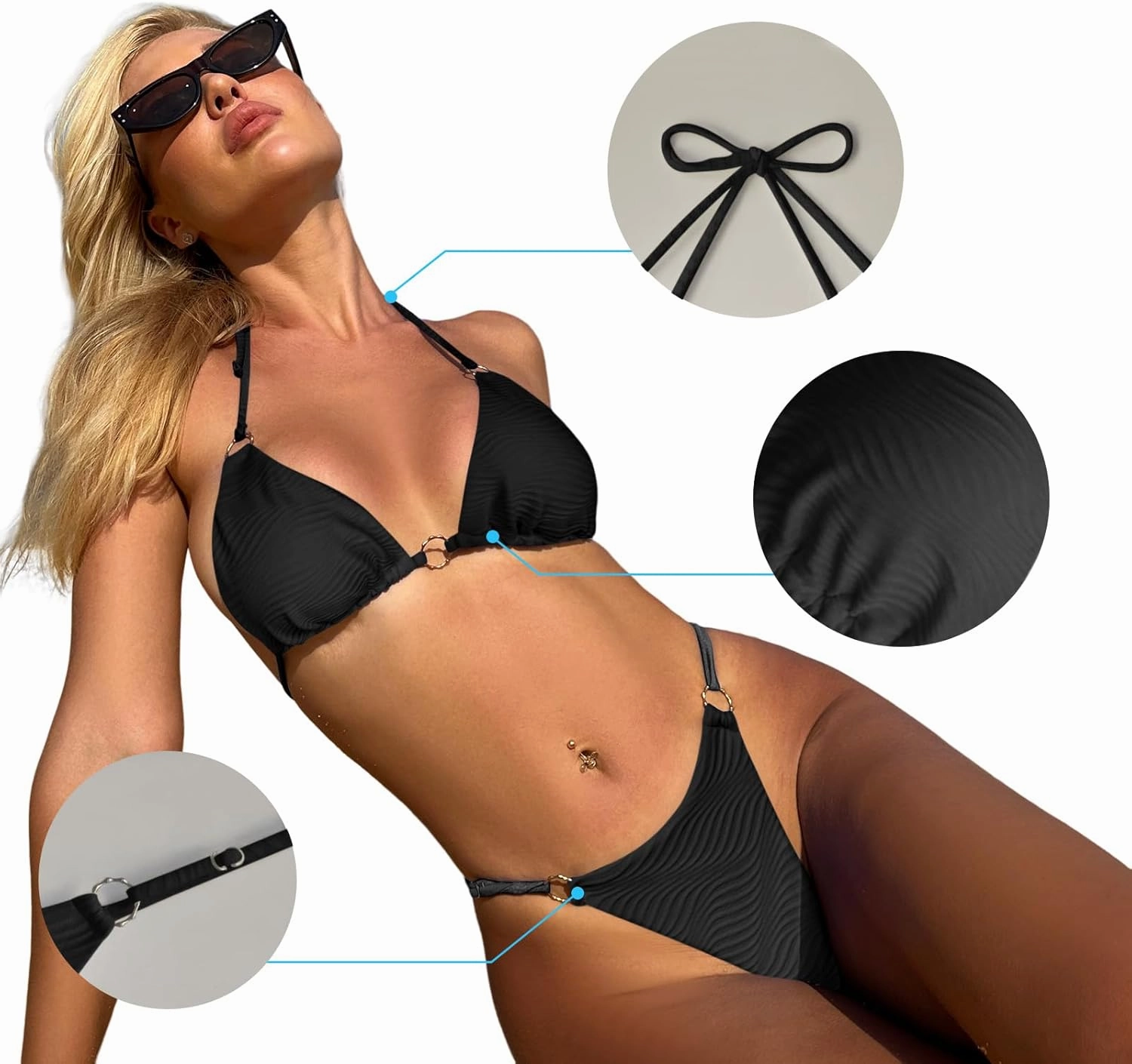 Sexy Bikinis for Women 2 Piece Bikini Spaghetti Strap Swimsuits Solid Color Bathing Swimwear Triangle Bathing Suit