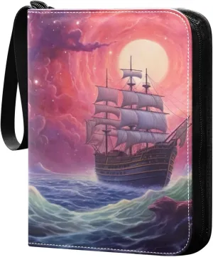 Ship Painting Card Binder, 400 Pockets Card Holder with 50 Sleeves, Sturdy Card Holder Folders for Game Cards & Sports Cards