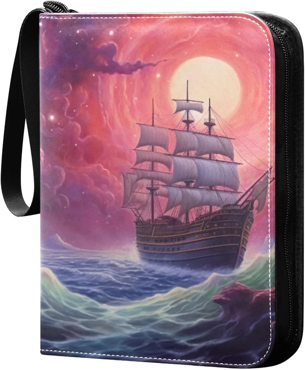 Ship Painting Card Binder, 400 Pockets Card Holder with 50 Sleeves, Sturdy Card Holder Folders for Game Cards & Sports Cards