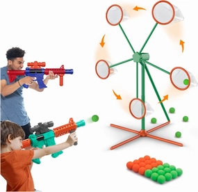 Shooting Games Toys for Age 5 6 7 8 9 10  Year Old Boys, Kids Toy Sports & Outdoor Game with Moving Shooting Target & 2 Popper Air Toy Guns & 24 Foam Balls, Gifts for Boys and Girls