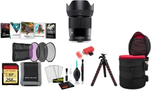 Sigma 23mm f/1.4 DC DN Contemporary Lens (Leica L) 348969 APS-C Format - Bundle with 256GB Memory Card, 3 Piece Filter Kit and More