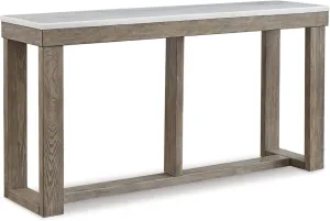 Signature Design by Ashley Loyaska Casual Sofa Table with Marble Top, Brown & White
