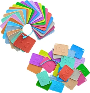 SiliABCs Alphabet Flash Cards, Non-Toxic Silicone Baby Toddler Flash Cards, Silicone ABC Letter Cards, Letter Recognition, Dishwasher Safe Montessori Sensory Alphabet Flashcards