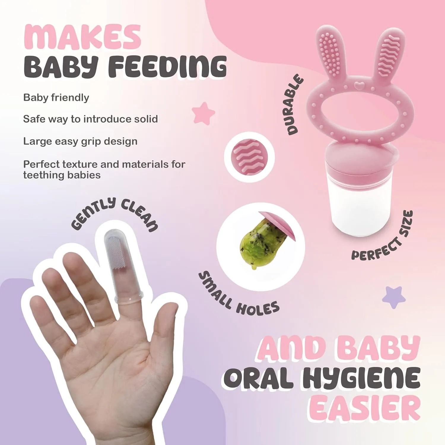 Silicone Baby Feeding Set - Infant Tableware for First Foods & Baby, Led Weaning (0  Months), Easy to Clean, Durable, Perfect for Baby Boy or Girl, Solid Feeding - Pink - Deluxe