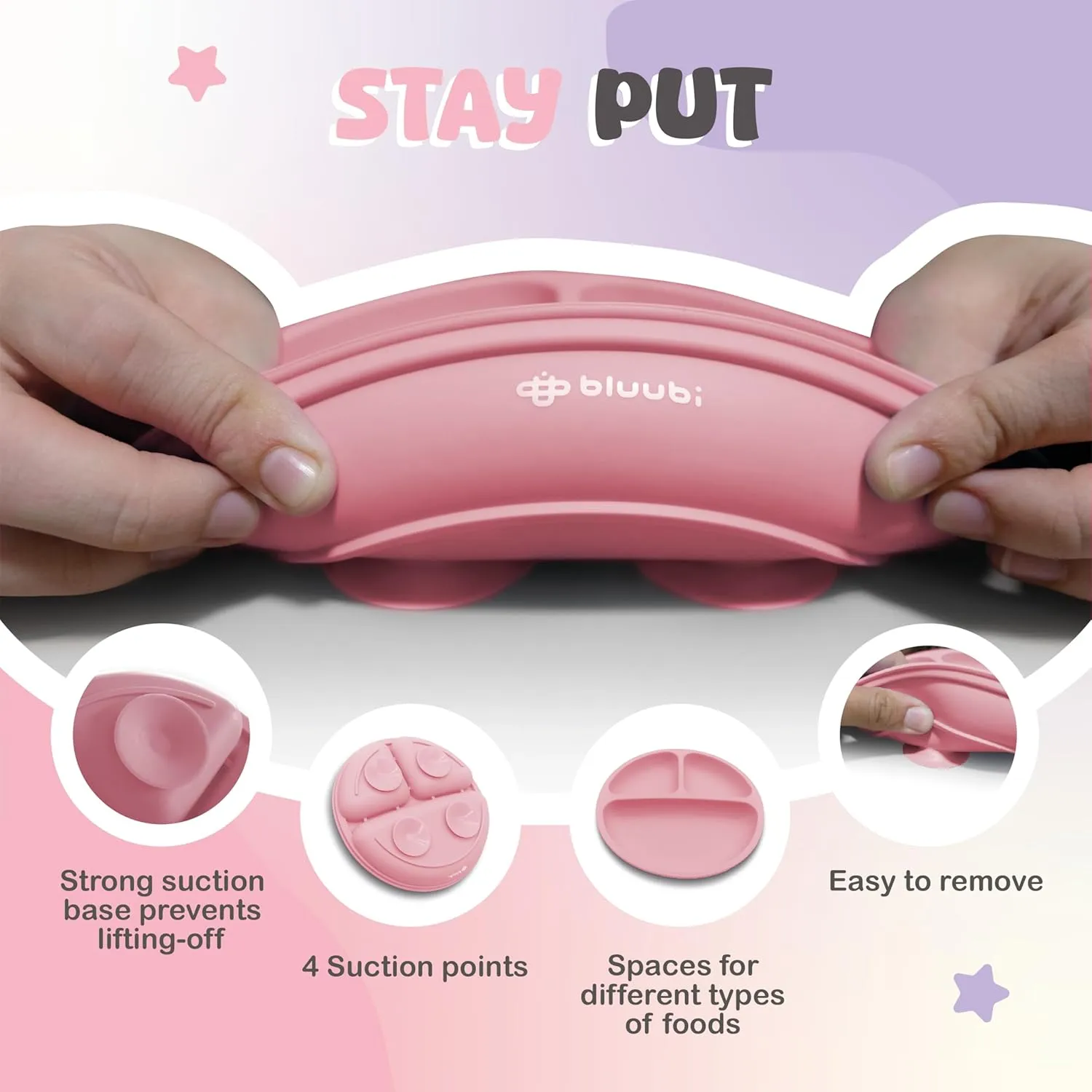 Silicone Baby Feeding Set - Infant Tableware for First Foods & Baby, Led Weaning (0  Months), Easy to Clean, Durable, Perfect for Baby Boy or Girl, Solid Feeding - Pink - Deluxe