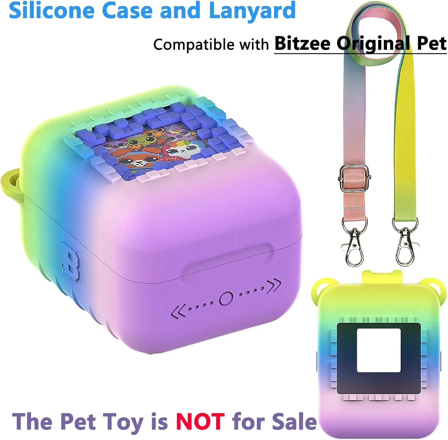 Silicone Cover Case for Bitzee Interactive Toy Digital Pet and Case, Protective Skin Sleeve for Bitzee Virtual Electronic Pets Accessories (for Original 15 Animals) (Rainbow)