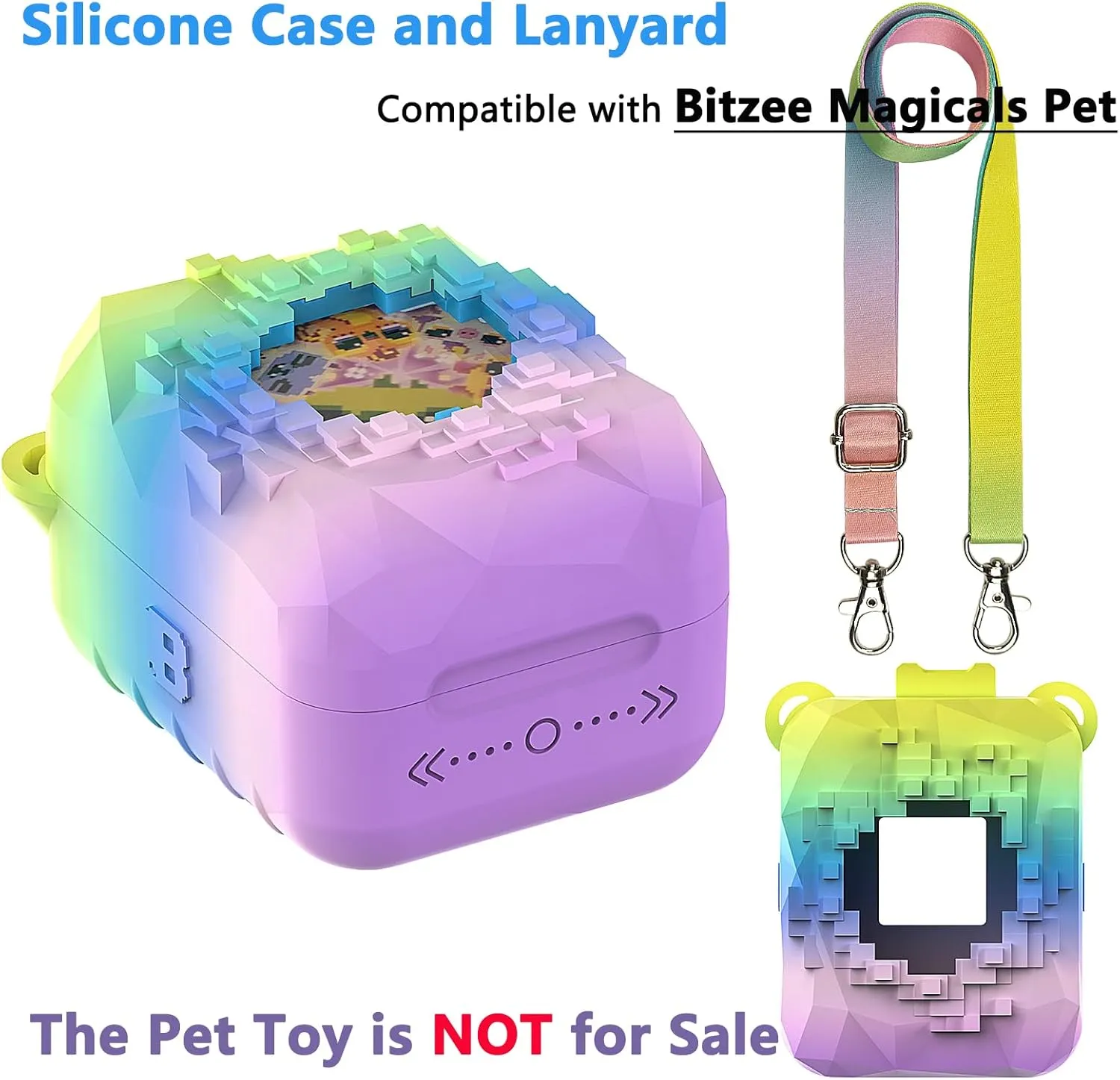 Silicone Cover Case for Bitzee Magicals Interactive Toy Digital Pet and Case, Protective Skin Sleeve for Bitzee Magicals Virtual Electronic Pets Accessories (Rainbow)