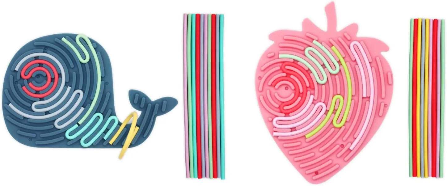 Silicone Sensory Activity Board,Fidget Toy for Calming, Stress, Anxiety, ADHD , Autism , Silent, No Mess , Kids 3  & Adults (Whale and Strawberry)