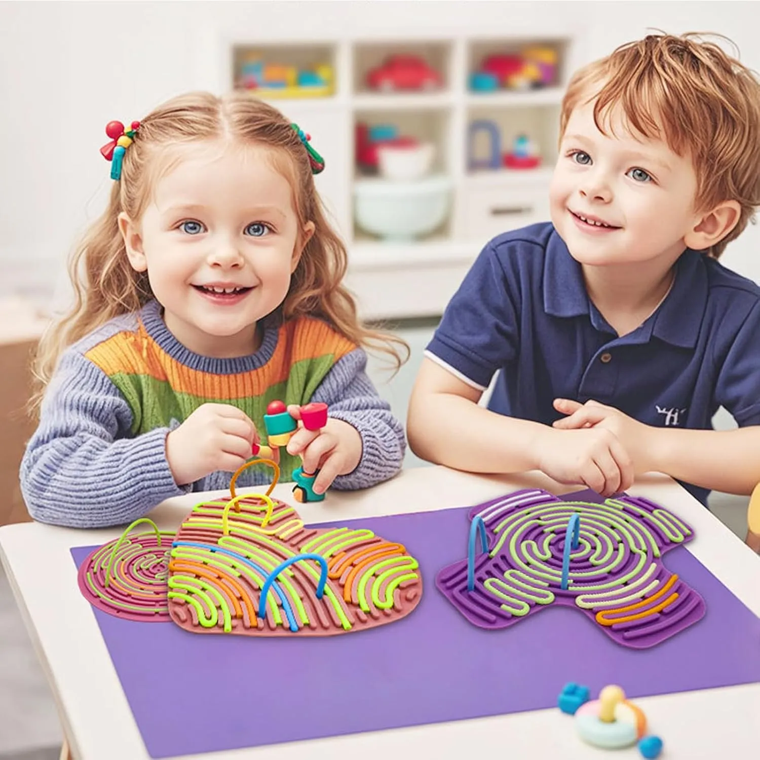 Silicone Sensory Activity Board,Fidget Toy for Calming, Stress, Anxiety, ADHD , Autism , Silent, No Mess , Kids 3  & Adults (Whale and Strawberry)
