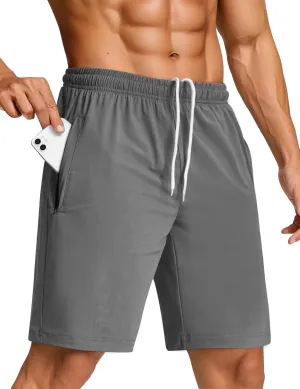 SILKWORLD Men's Quick Dry Athletic Running Shorts with Zipper Pockets 7" Stretch Gym Workout Training Shorts