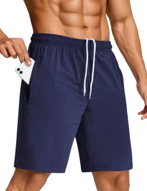 SILKWORLD Men's Quick Dry Athletic Running Shorts with Zipper Pockets 7" Stretch Gym Workout Training Shorts