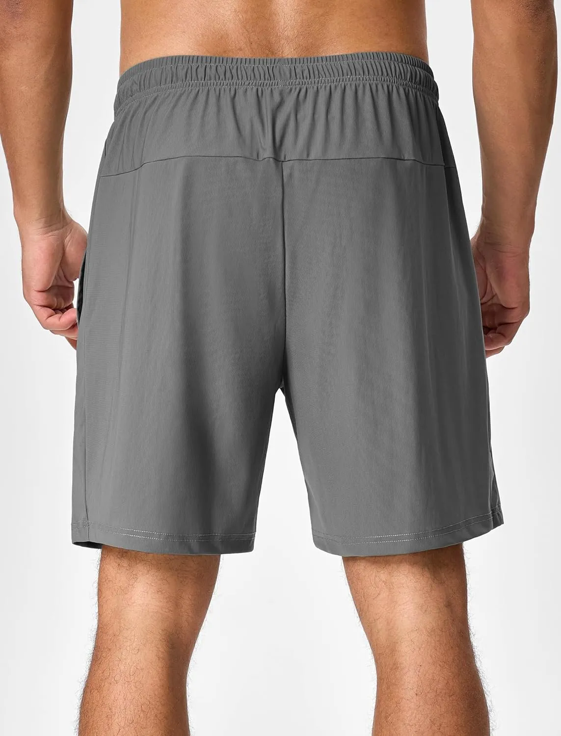 SILKWORLD Men's Quick Dry Athletic Running Shorts with Zipper Pockets 7" Stretch Gym Workout Training Shorts