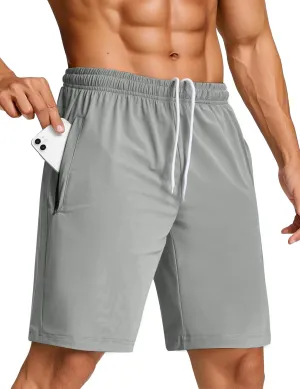 SILKWORLD Men's Quick Dry Athletic Running Shorts with Zipper Pockets 7" Stretch Gym Workout Training Shorts