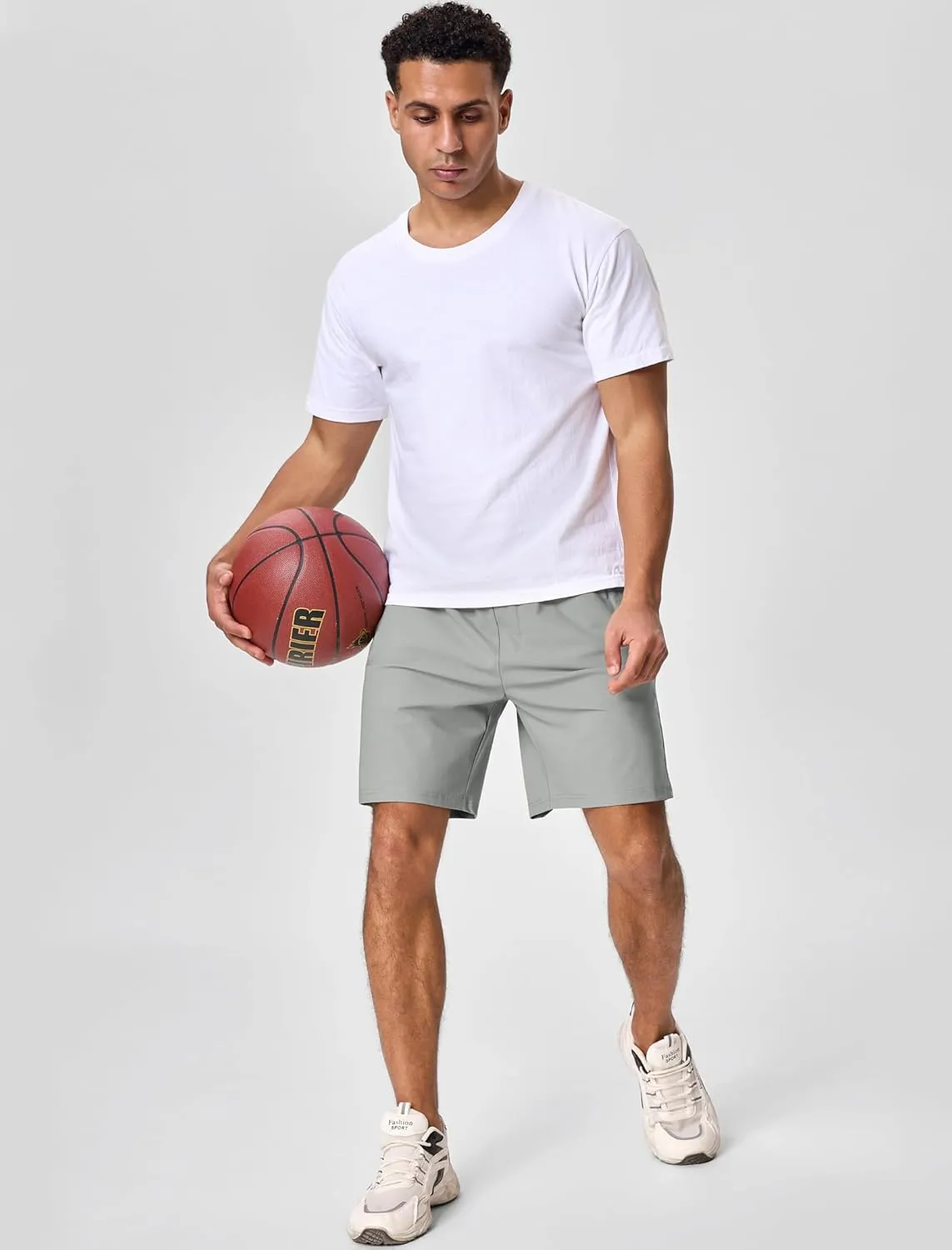SILKWORLD Men's Quick Dry Athletic Running Shorts with Zipper Pockets 7" Stretch Gym Workout Training Shorts