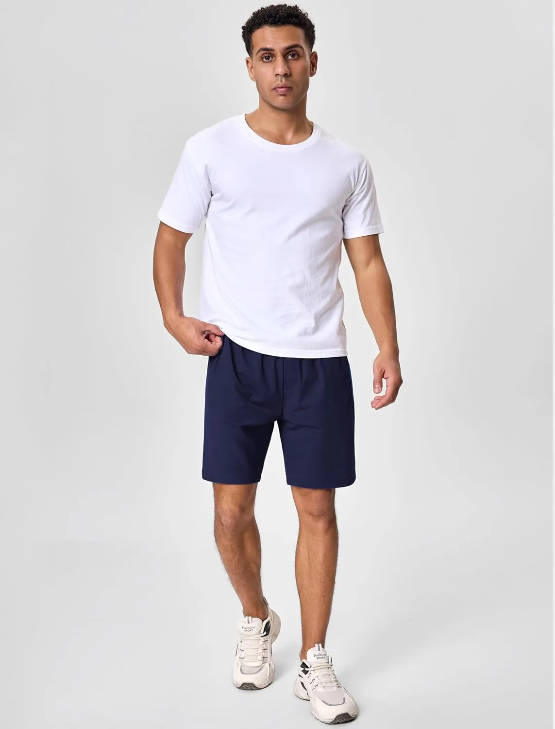 SILKWORLD Men's Quick Dry Athletic Running Shorts with Zipper Pockets 7" Stretch Gym Workout Training Shorts