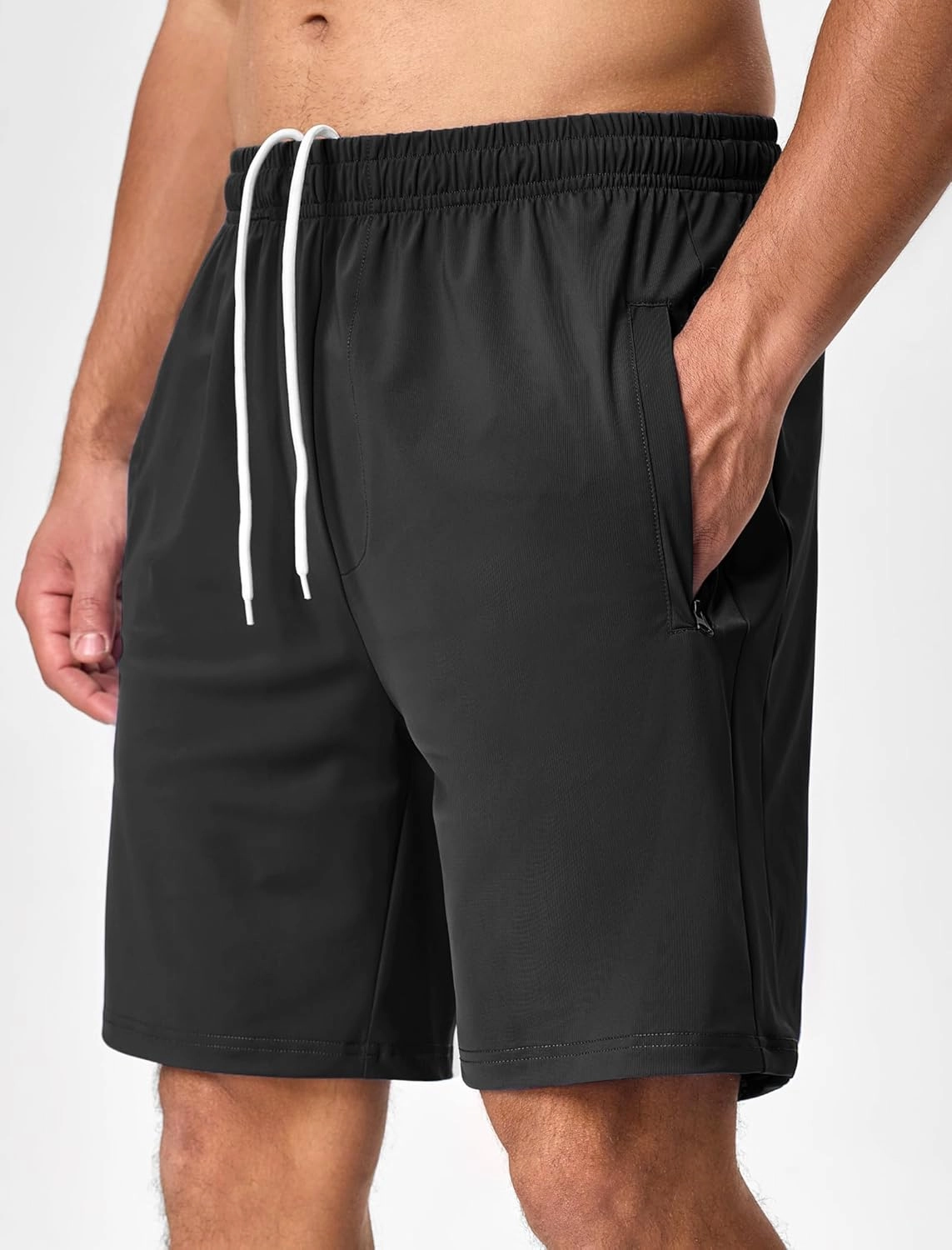 SILKWORLD Men's Quick Dry Athletic Running Shorts with Zipper Pockets 7" Stretch Gym Workout Training Shorts