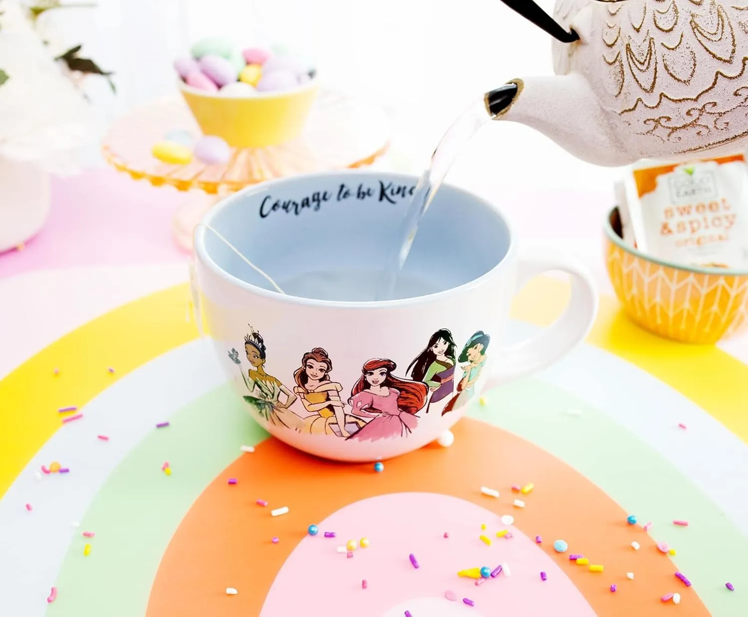 Silver Buffalo Disney Princess Adventure Begins Here Ceramic Soup Mug, 24 Ounces