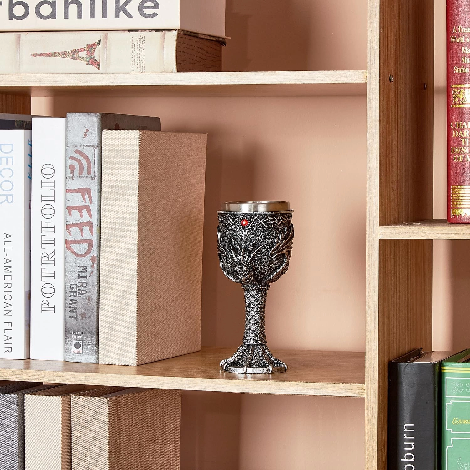 Silver Dragon Goblet,Medieval Stainless Steel Dungeons and Dragons Chalice. Dragon Gift Collectible