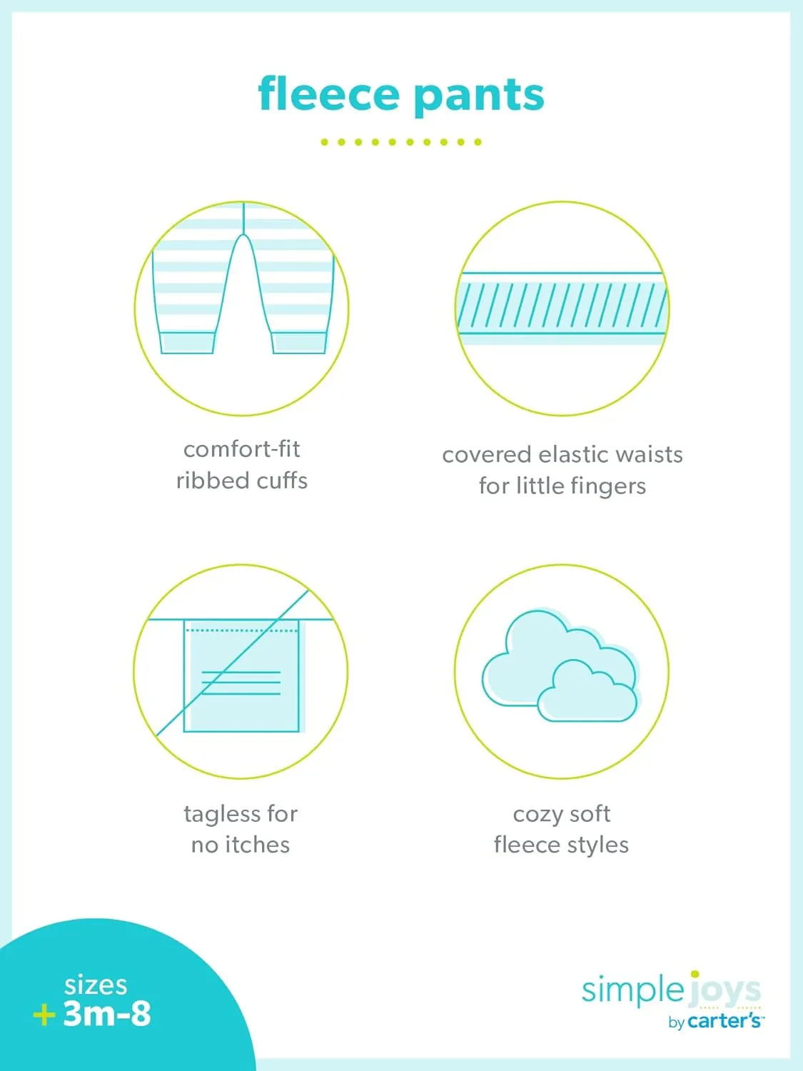 Simple Joys by Carter's Boys' 2-Pack Pull on Fleece Pants