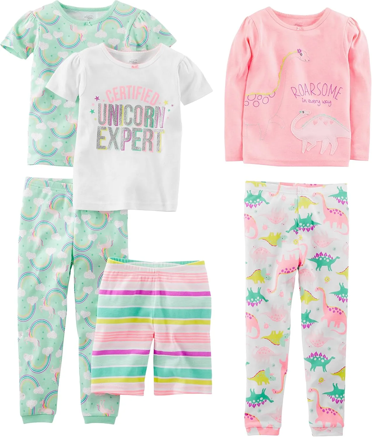 Simple Joys by Carter's Girls' 6-Piece Snug Fit Cotton Pajama Set