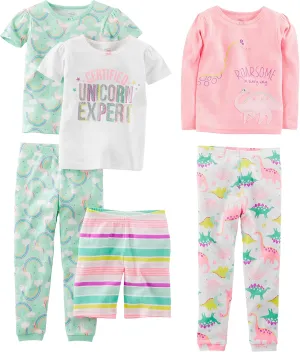 Simple Joys by Carter's Girls' 6-Piece Snug Fit Cotton Pajama Set