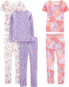 Simple Joys by Carter's Girls' 6-Piece Snug Fit Cotton Pajama Set
