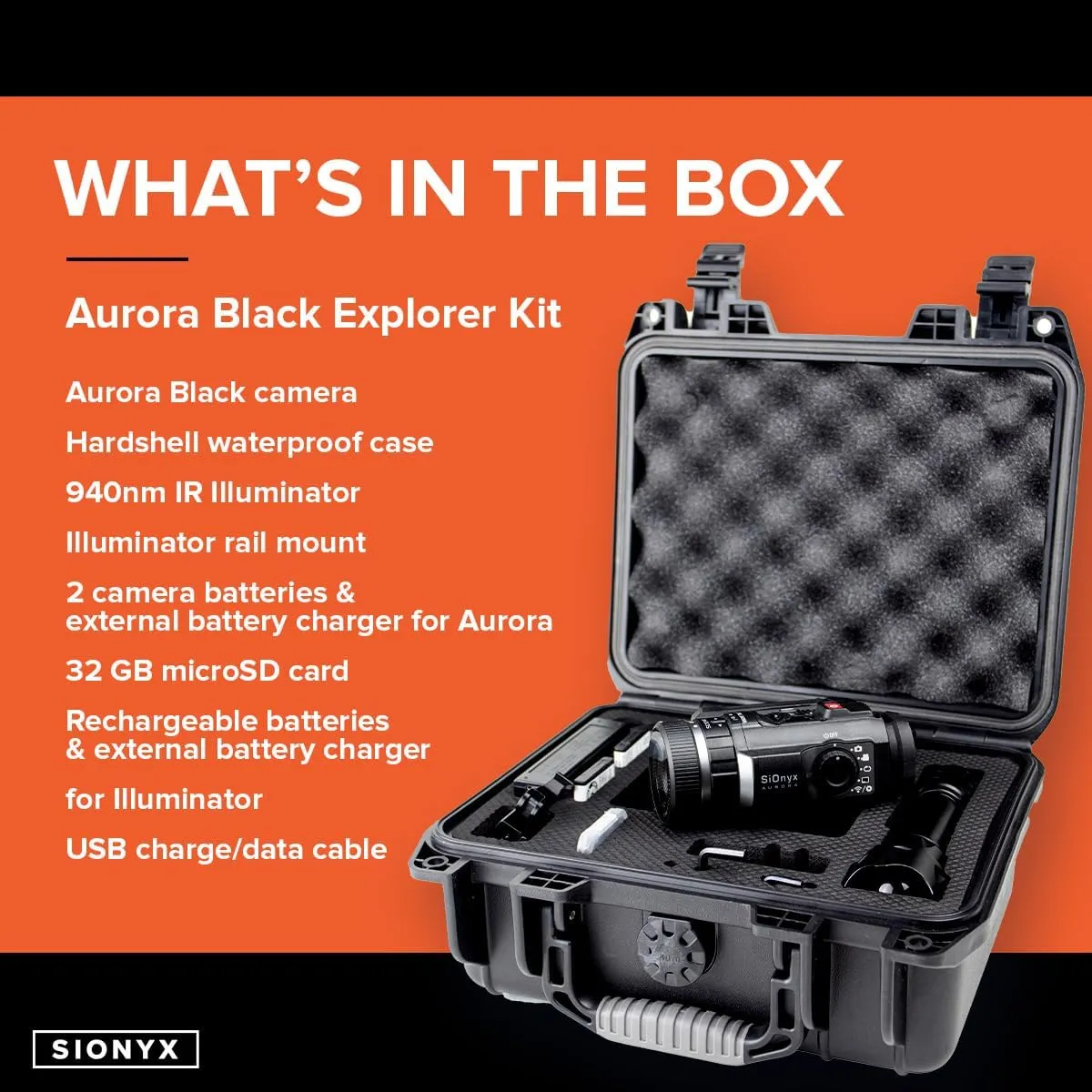 SiOnyx Aurora Black Color Digital Night Vision Camera & Kits – Rugged and Impact-Resistant Aurora Black, WiFi, Mount, 32GB MicroSD Card, Waterproof Protective Case, & More