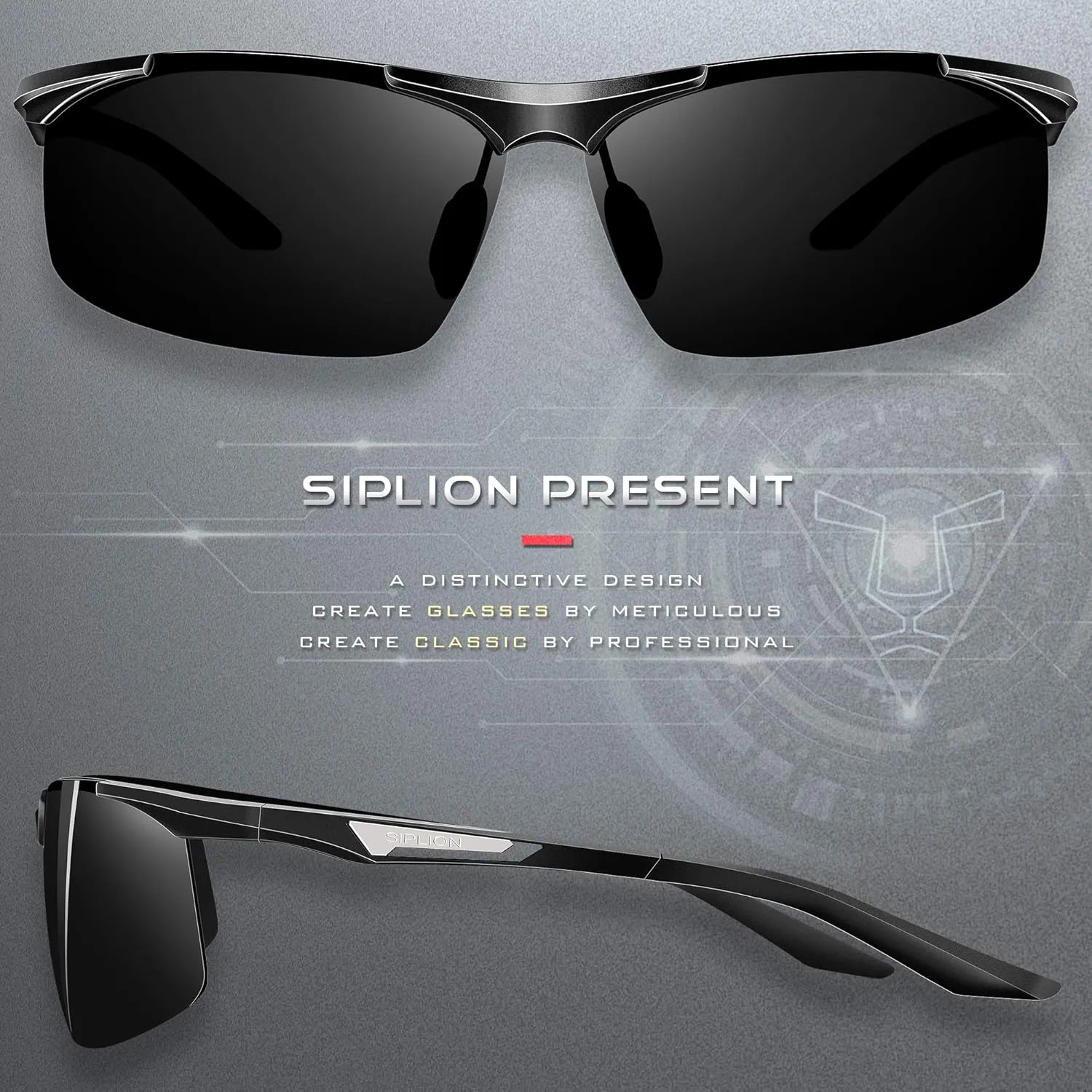 SIPLION Men's Sunglasses Polarized Sport Glasses for golf fishing driving Metal Frame Sun glasses