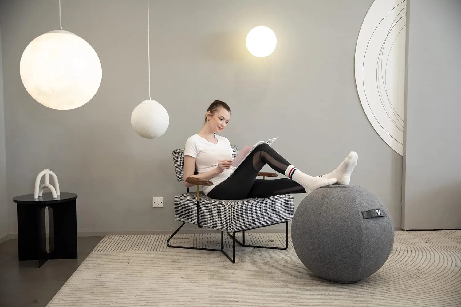 Sitting Ball Chair for Home Office Desk - Exercise and Stability Ball for Fitness, Pilates, and Ergonomic Balance - Includes Cover and Pump