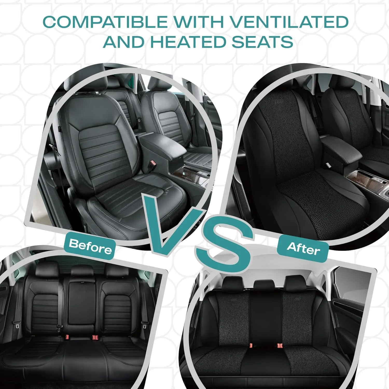 Skechers Car Seat Covers,Leather Seat Covers with GOGA Mat Technology,Waterproof Car Seat Covers Full Sets,Airbag Compatible,Comfort Universal Fit for Most Cars,Vans,Trucks,SUVs,Black