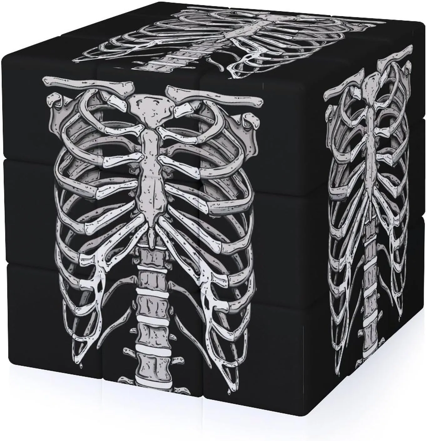 Skeleton Ribcage Bone Full Printing 3x3 Fidget Cube Stress Relief Magic Speed Cube for Adults