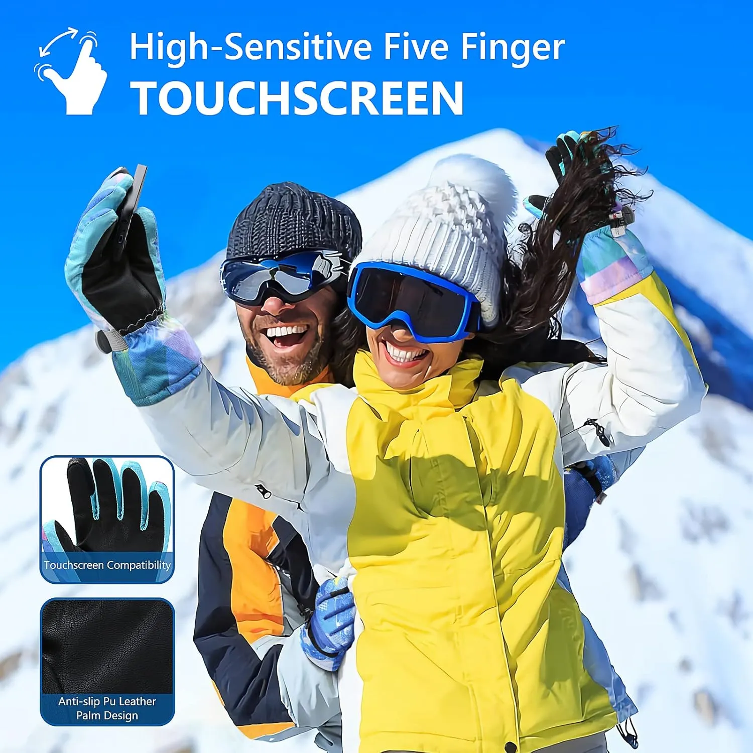 Ski Gloves, Warmest Waterproof and Breathable Snow Gloves for Cold Weather, Fits Both Men & Women,for Parent Child Kids Outdoor