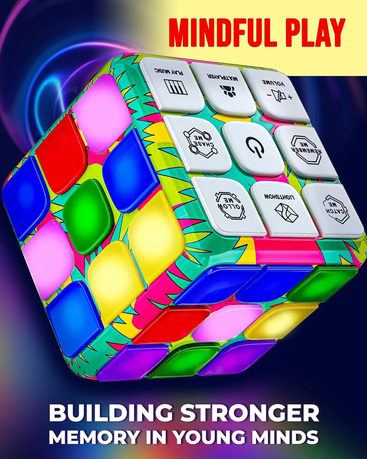 Skywin Puzzle STEM Memory Cube Game, 3 Pack Entertaining, Fun & Unique Flashing Electronic Cube for Memory and Speed Game Development for Kids & Adults, Boost Brain Hands and Eyes Coordination