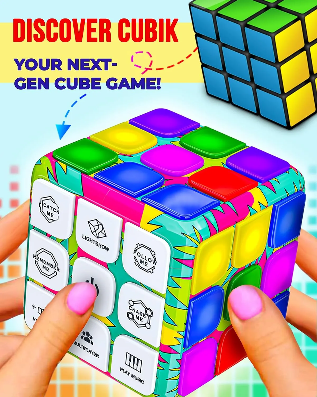 Skywin Puzzle STEM Memory Cube Game, 3 Pack Entertaining, Fun & Unique Flashing Electronic Cube for Memory and Speed Game Development for Kids & Adults, Boost Brain Hands and Eyes Coordination