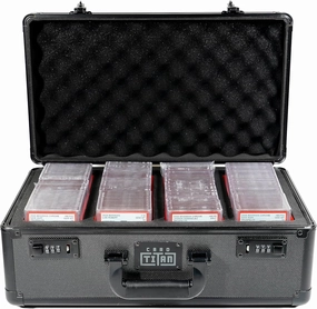 Slab Safe Premium Trading Card Storage Box - 4 Row Lockable Sports Card Case with Laser Cut Foam Interior - Holds up to 144 PSA Graded Card Slabs (4 Rows)