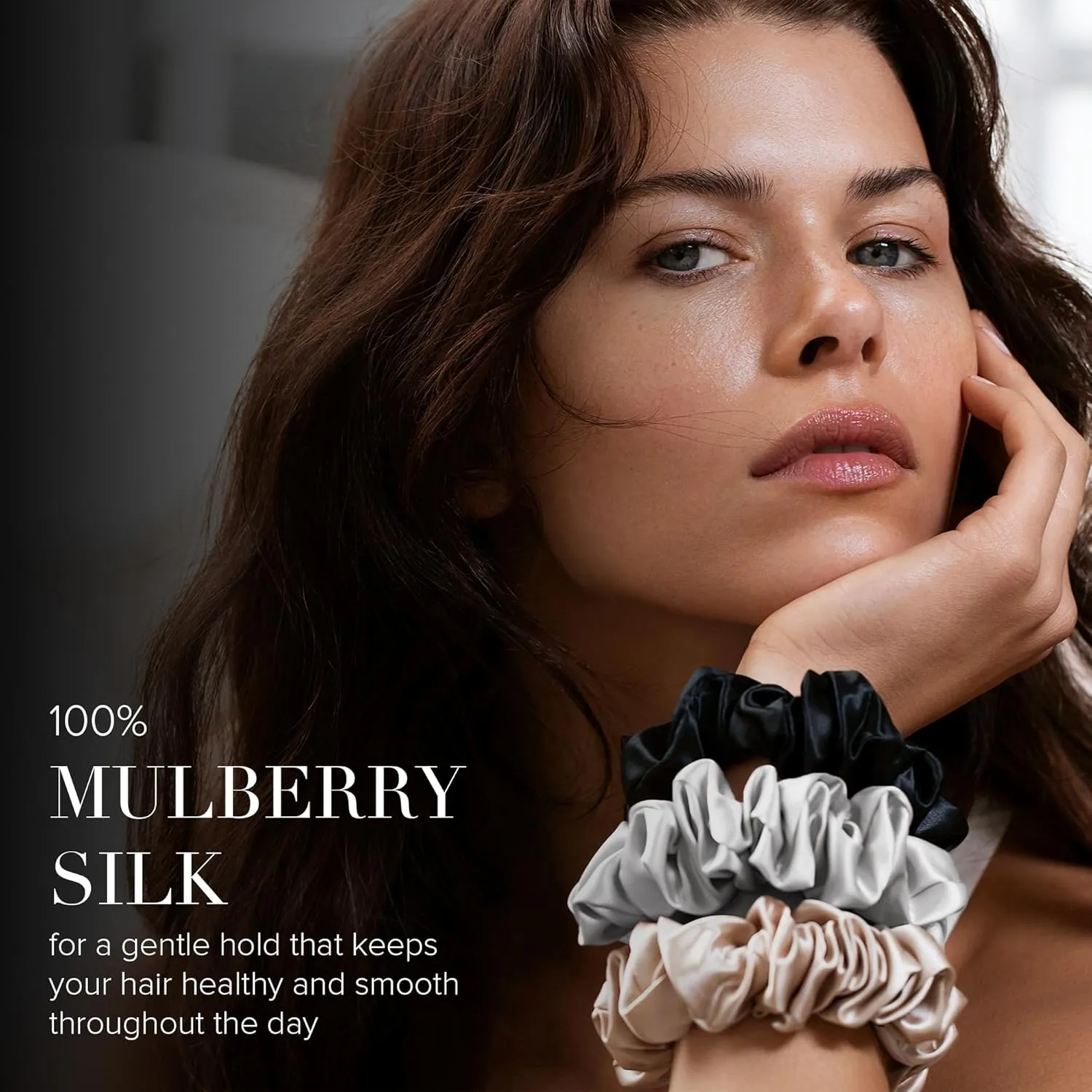 slip Back to Basics Dark Brown Midi & Large Scrunchie Set | Includes 2 Midi & 1 Large Pure Silk Scrunchies | 100% Mulberry Silk, Anti-Crease, Gentle on Hair, Reduces Breakage | Elegant & Durable