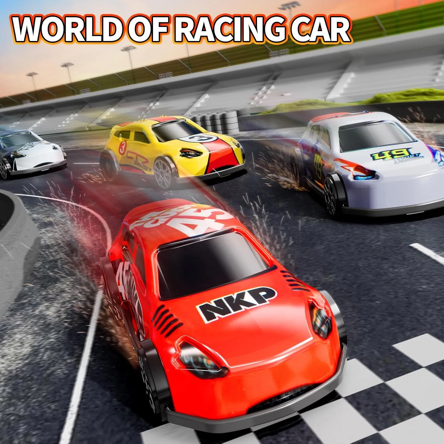 Slot Car Games Race Cars Toys for Boys Kids Age 5-7, Toy Cars Track Set with 4 Slot Cars, Loops and Circular Track, Slot Car Race Track Sets for 3 4 5 6 7 8  Year Old Boy Girl Birthday Gifts