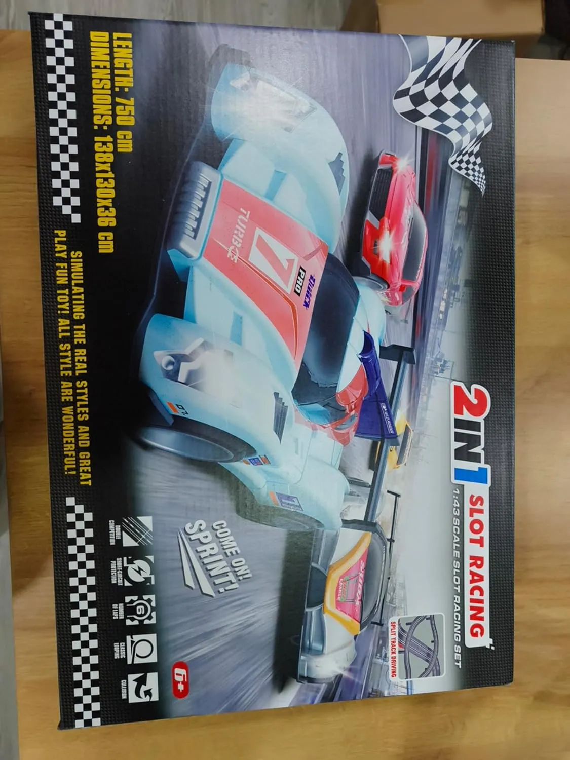 Slot Car Race Track Sets,2 in 1 Race Car Track with 4 High-Speed Slot Cars，Gift Toy for Boys Kids Ages 5 6 7 8-12,Battery or Electric Cars Track,Dual Racing Game Lap Counter Circular Overpass Track