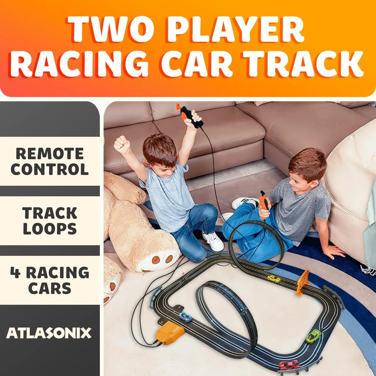 Slot Car Race Tracks Sets - Electric Racing Car Track with Slot Cars & Accessories - Dual Lane Race Track for Boys & Girls Age 5 for Kids 4-8 Easy Setup & Fast Four Cars