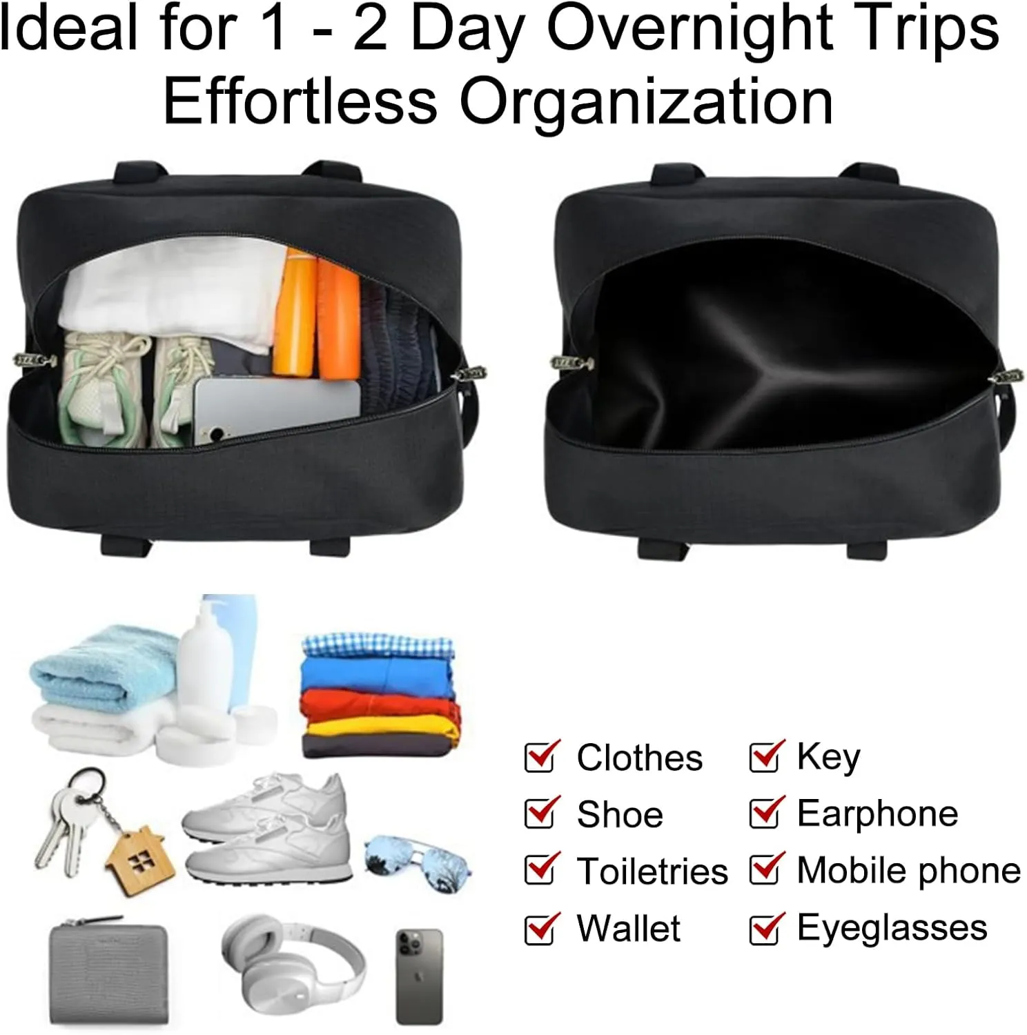 Small Gym Bag for Women Letter Style Small Duffle Bag for Travel Sport Carry on Bag-Black(Letter S)