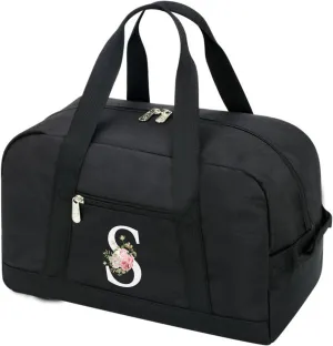 Small Gym Bag for Women Letter Style Small Duffle Bag for Travel Sport Carry on Bag-Black(Letter S)