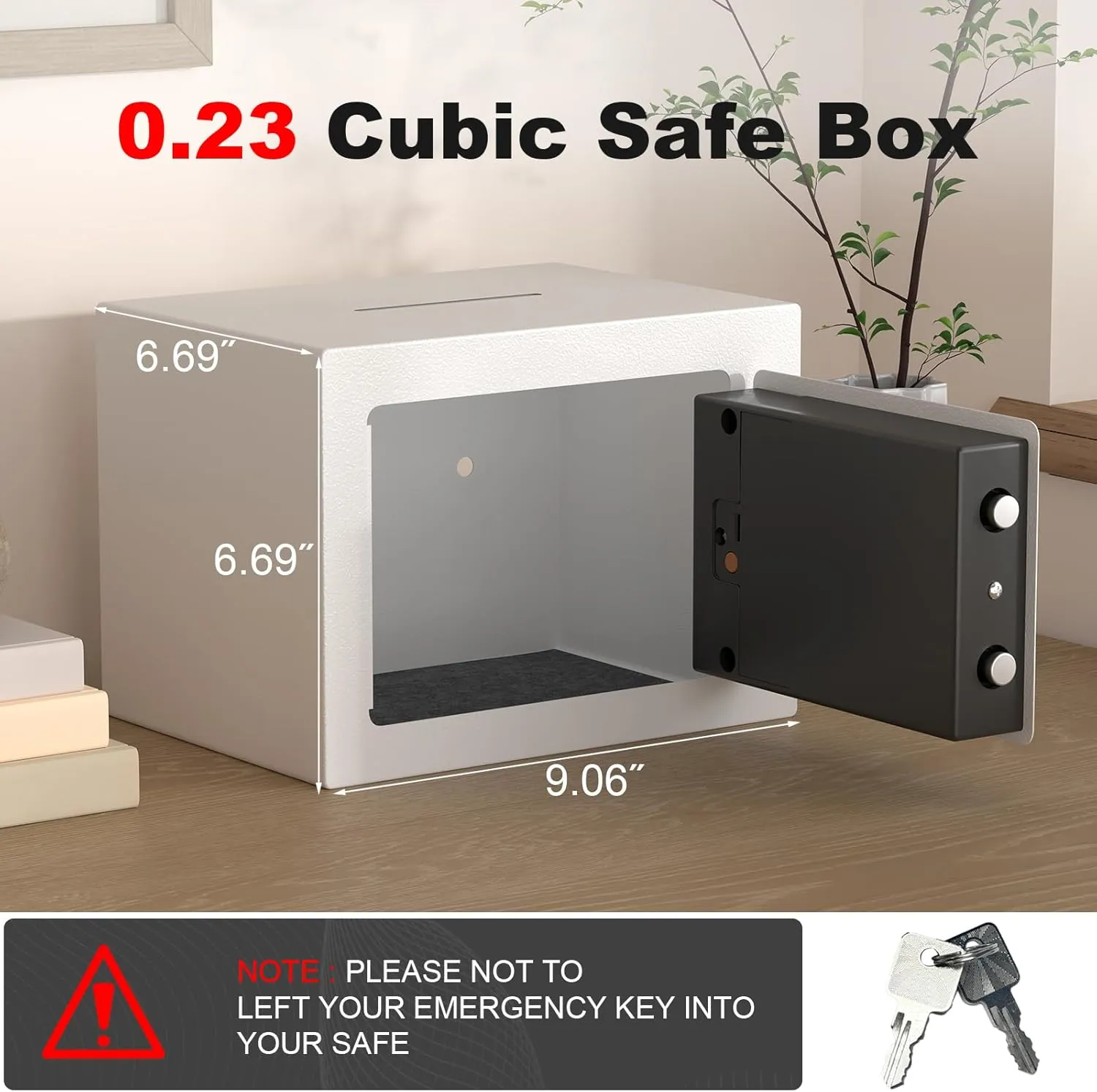 Small Safes for Home, Hotel Fire Safe, 0.23 Cubic Feet Personal Box for Money, Home Safes Water and Fireproof, Fireproof Safe for Cash, Digital Wall Safes for Office, Business