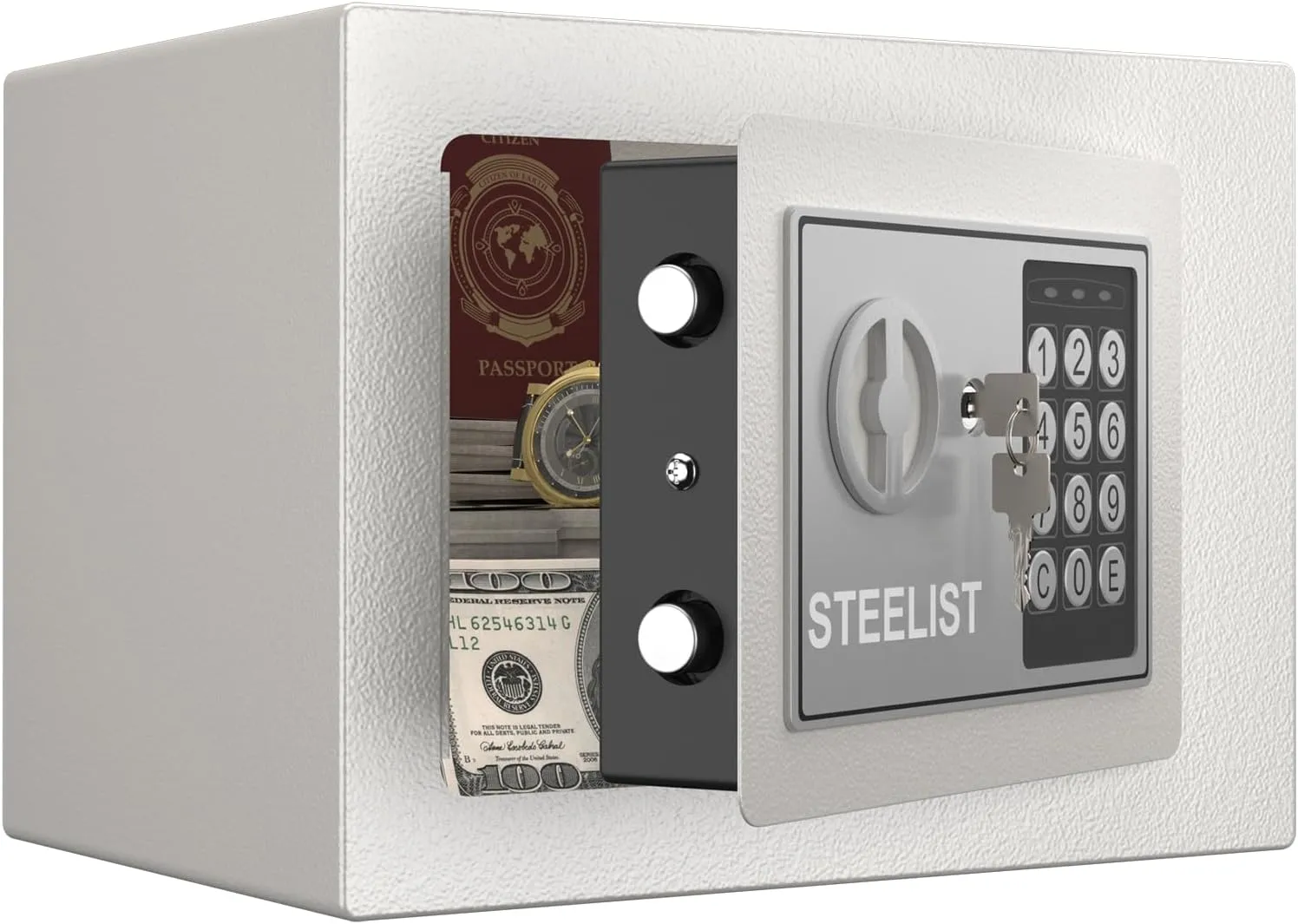 Small Safes for Home, Hotel Fire Safe, 0.23 Cubic Feet Personal Box for Money, Home Safes Water and Fireproof, Fireproof Safe for Cash, Digital Wall Safes for Office, Business