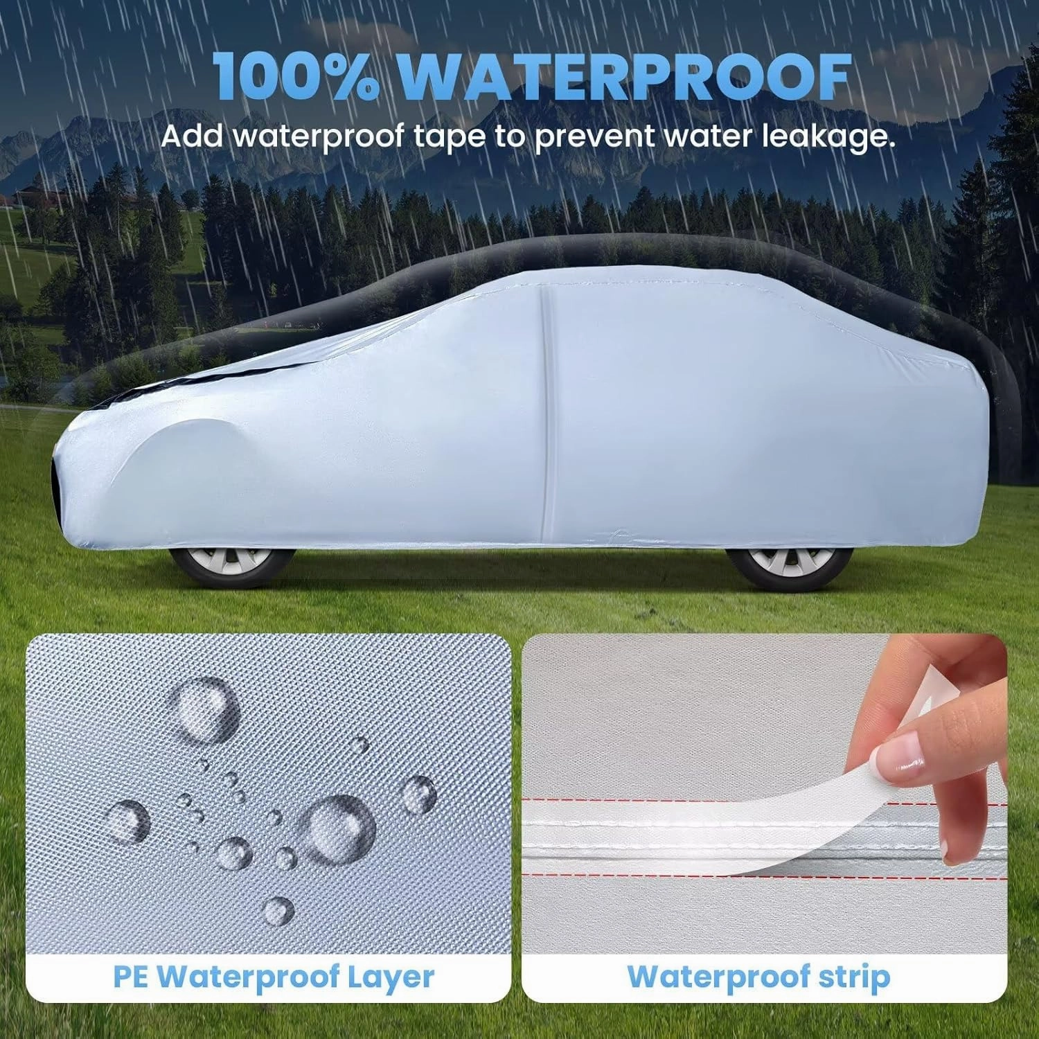 Small Car Cover 100% Waterproof All Weather, 10 Layers Outdoor Covers for Sports/Coupe -Custom Fit Acura Integra, Toyota 86, Subaru BRZ, Nissan 370Z, etc. Sun & Rain Protector. C2 (See Size Chart)