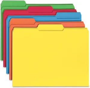 Smead File Folder, Reinforced 1/3-Cut Tab, Letter Size, Assorted Colors, 100 per Box (11993)