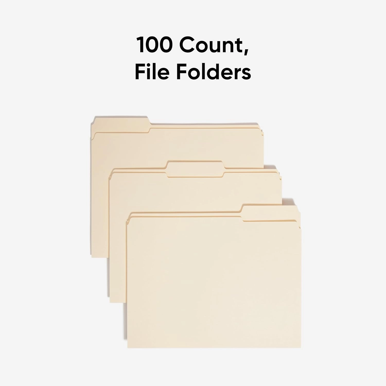 Smead File Folders Letter Size, Reinforced 1/3-Cut Tab, Assorted Positions, Letter Size, Manila Folders 8.5 x 11, 100 per Box (10334)